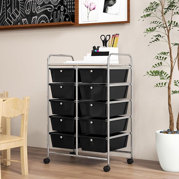 GOFLAME 10-Drawer Rolling Storage Cart, Art Craft Storage Organizer on Wheels - Image 9