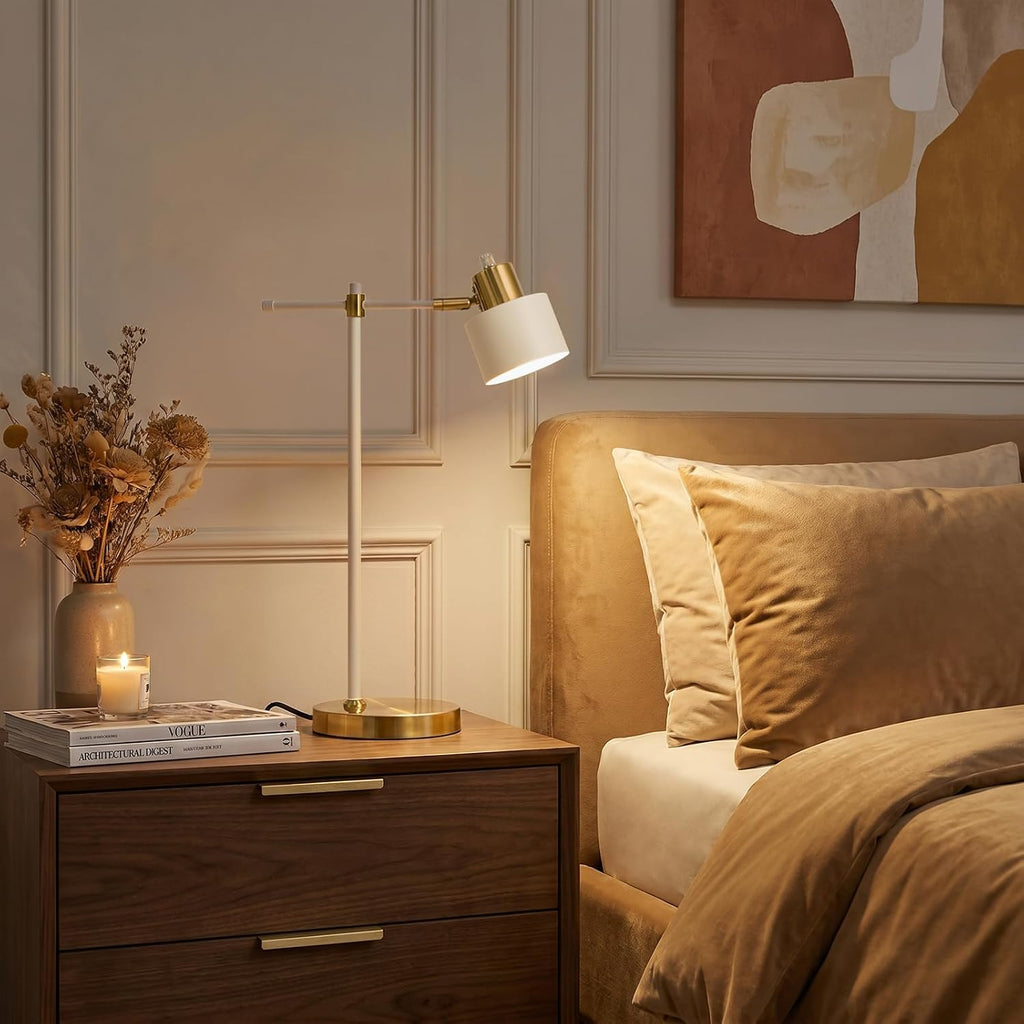 oyears 22.2" modern desk lamp, metal table lamp, side view