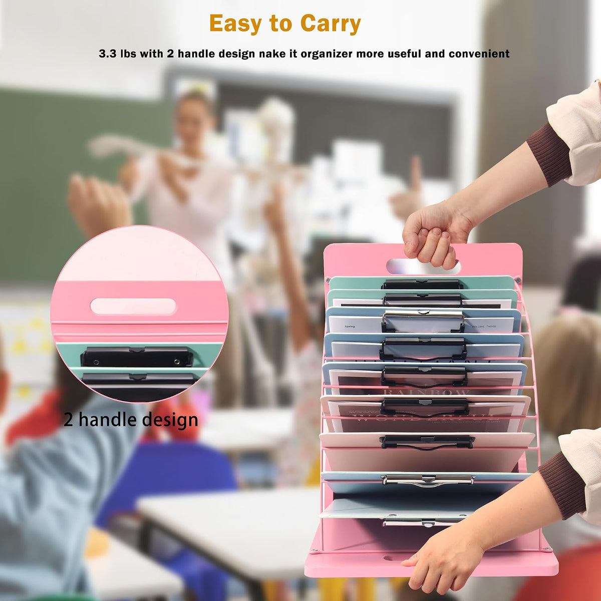 2 Pack Clipboard Holder - 12 Layer Clipboard Storage Rack Wooden Clipboards O...