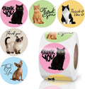 500 PCS Cute Cat Thank You Stickers - 2 Inch Funny Cat Design Stickers for Business, Online Retailers, Mail Envelopes, Packaging, Shipping