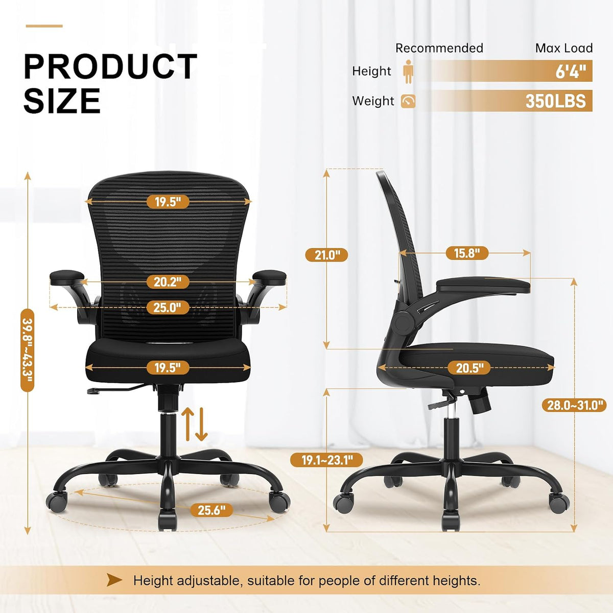 office chair, ergonomic desk chairs 330lbs capacity high, close-up detail
