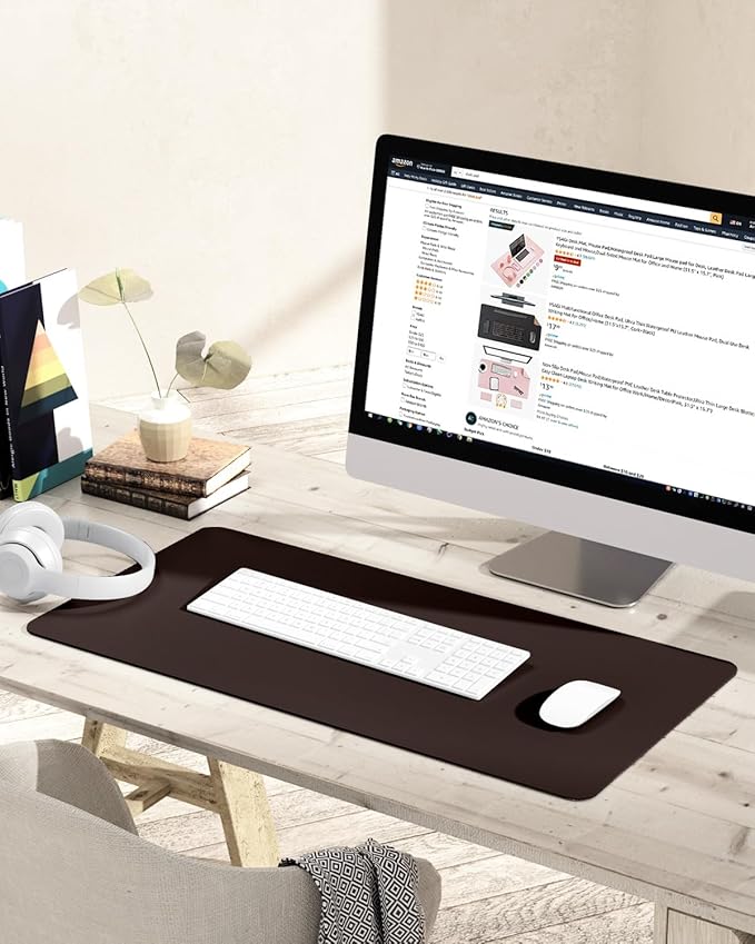 YSAGi Non-Slip Leather Desk Pad, Waterproof Laptop Computer Desk Keyboard Mat - Image 2