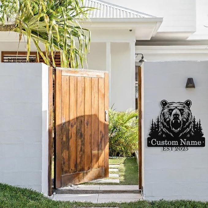 Custom Bear Metal Sign, Custom Bear Metal Wall Art Decor, Personalized Last - Image 3