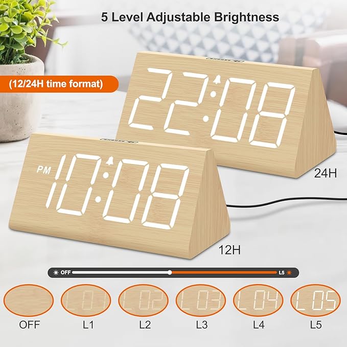 DreamSky Wooden Digital Alarm Clocks - Image 4