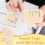 200 Pack Red Repair Tags with Wire Rope Service Repair Tags Numbered with Wire - Image 8