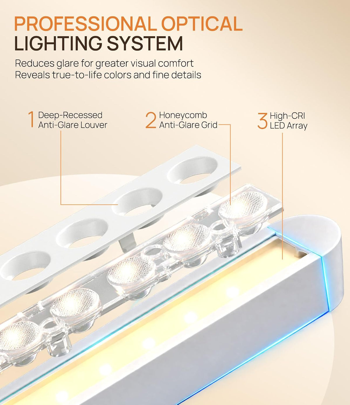 AORAEM Professional LED Desk Lamp, Base & Clamp, for Nail Techs & Office