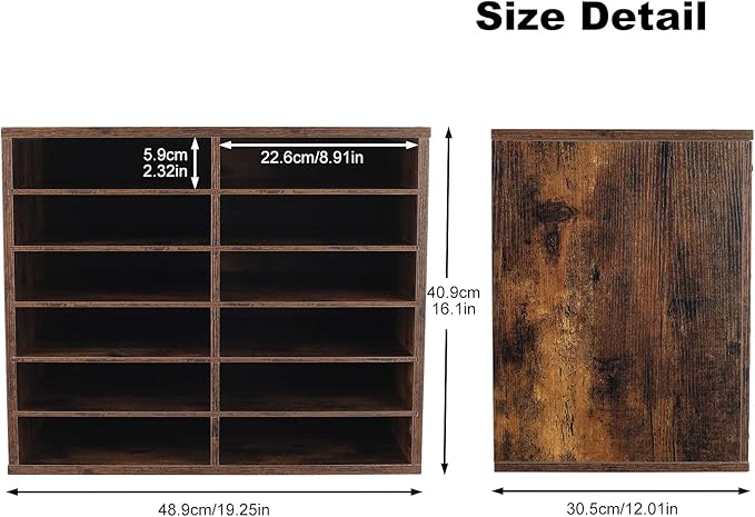 TQVAI Wood Literature Organizer, 12 Slots Hold 6000 Sheets A4 Papers, Wooden - Image 3