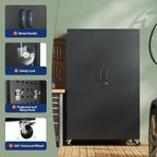yizosh metal garage storage cabinet with locking doors, side view