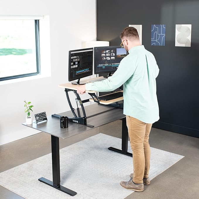 VIVO 42 inch Height Adjustable Stand Up Desk Converter, V Series, Quick Sit to - Image 3