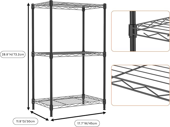 M MZG 3 Tiers Shelf Metal Storage Shelves Wire Rack Closet Organizers - Image 8