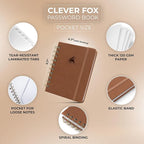 Clever Fox Password Book Spiral – Mini Internet Address & Password Organizer - Image 2