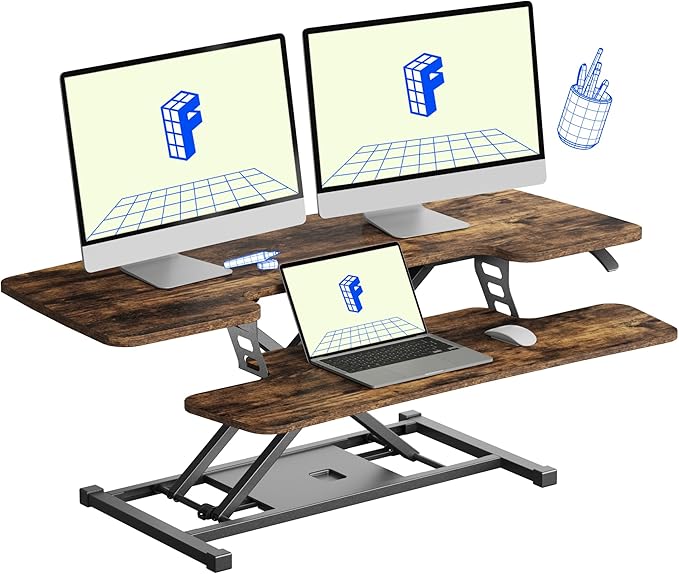 FLXISPOT 40in Standing Desk Converter, Height Adjustable Riser, Manual Lift by FlexiSpot