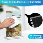 Acrylic Sign Holder 4x6, 15 Pack Clear Double Sided Menu Vertical Display Stand - Image 4