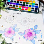 artecho 168-color watercolor paint set with metallics, tin, side view