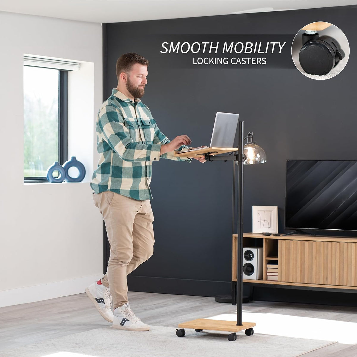 VIVO Mobile 16 inch Mobile Podium Reading Stand, Portable Rolling Book Holder...