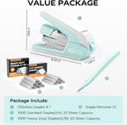 Marsrock Heavy Duty Stapler for Desk with 40-50 Sheet, 2000 Staples, Green | Classroom Stapler, Teacher Stapler, Office Stapler, Ergonomic & Easy-to-Load Desktop Stapler, Magnetic Staple Remover