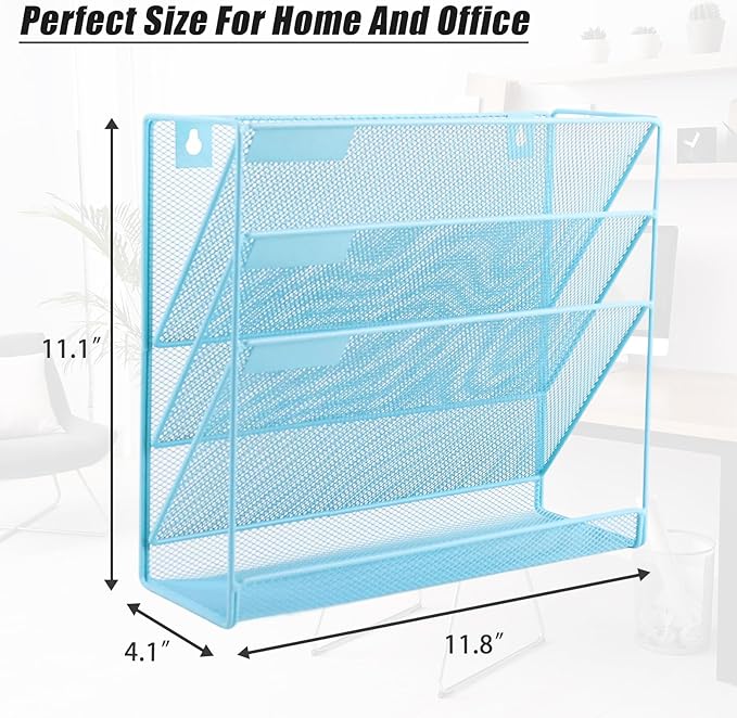 EASEPRES Desk File Organizer Mesh 4-Tier, Hanging Wall Mount Document - Image 2