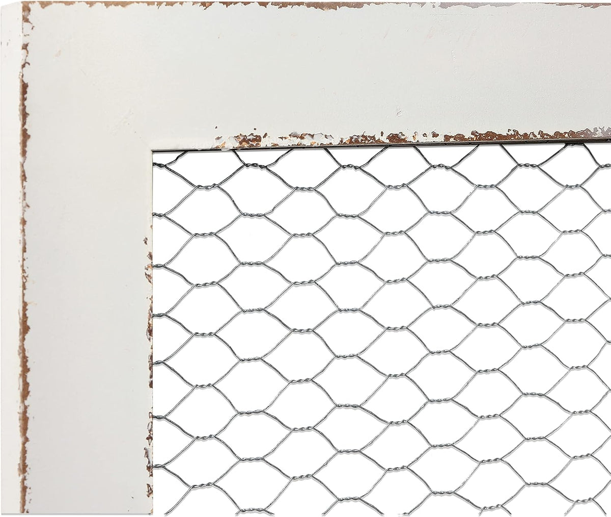 SOFE Chicken Wire White Framed Bulletin Boards, 18×29" Wood Grid Shelf