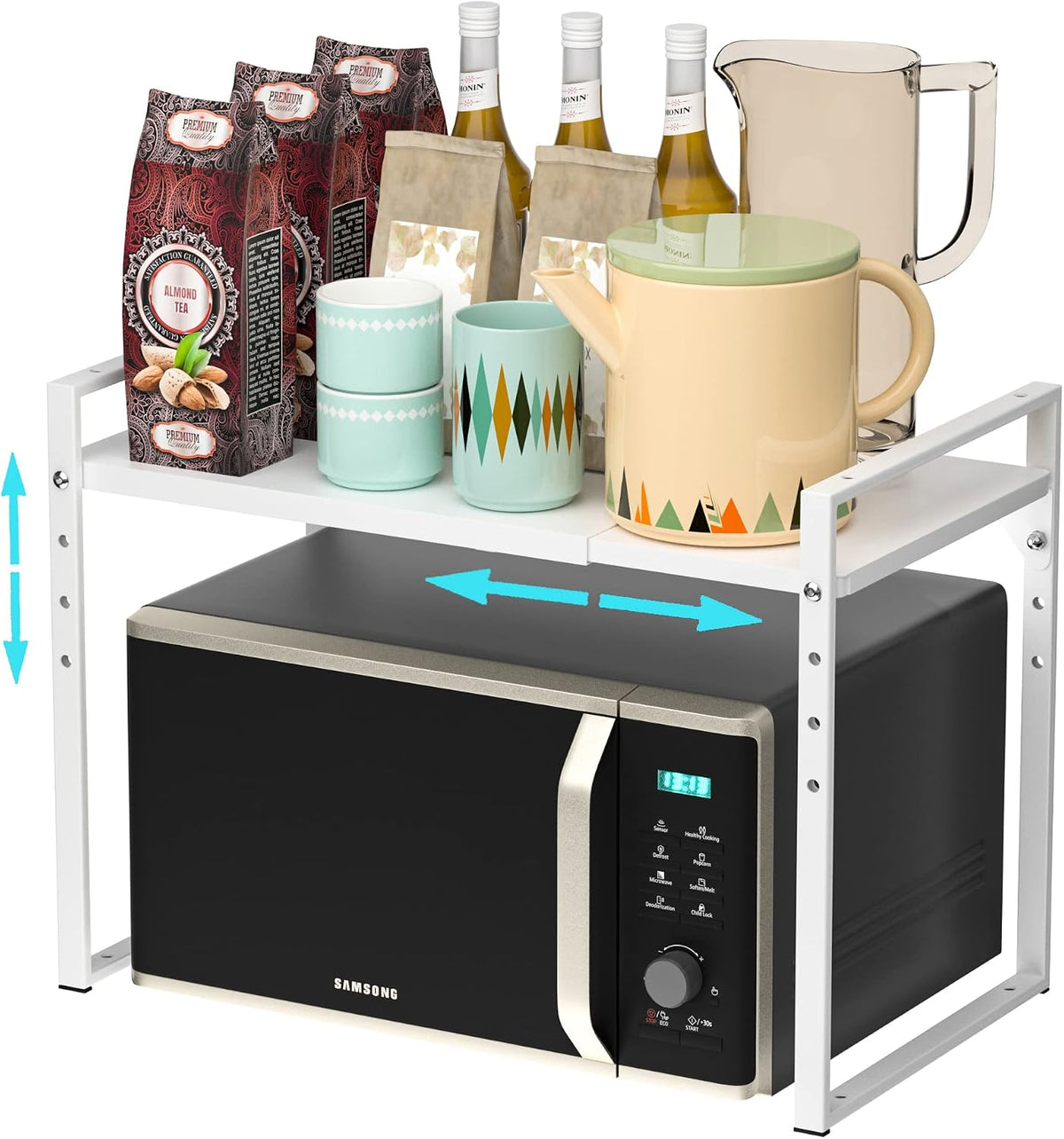 iPEGTOP Extendable Microwave Oven Rack, Adjustable Height Microwave/Toaster S...
