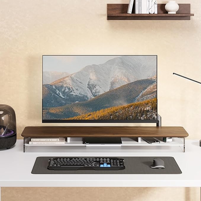 Fenge Acrylic Monitor Stand Riser, 42.5 Inches Dual Monitor Stand - Image 2