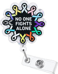 No One Fights Alone Cancer Ribbon Nurse Badge Reel, Cancer Awareness by LINAYOHA