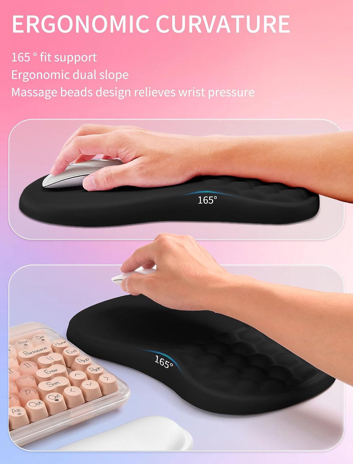 Hokafenle 2in1 Combination, Wave Keyboard Wrist Rest and Ergonomic Curvature ...