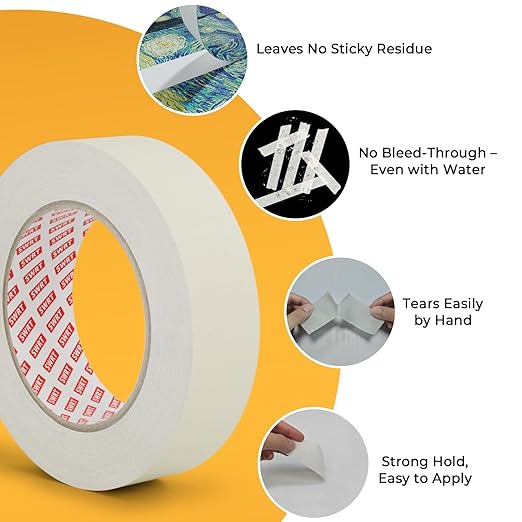 SWRT Masking Tape 1 Inch x 55 Yards x 12 Rolls, Bulk Adhesive Painting Tape - Image 3