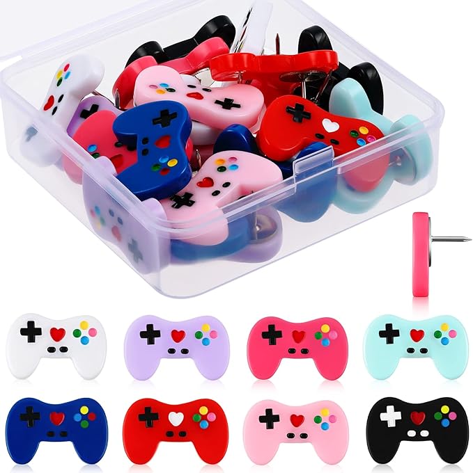 24 Pcs Fun Push Pins for Cork Board Video Game Cork Board Tacks Cute Fun Push by Aranorun