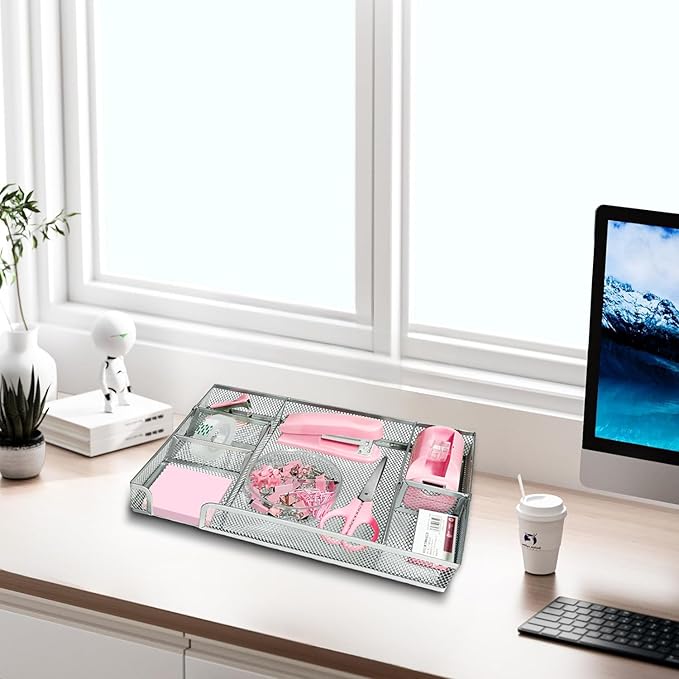 Pink Office Desk Accessories, Desk Drawer Organizer, Stapler and Tape Dispenser - Image 7