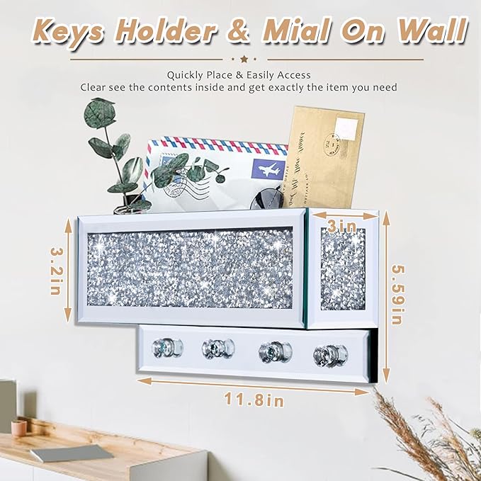 WALTSOM Crushed Diamond Key and Mail Holder - Image 5