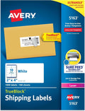 Avery Printable Shipping Labels with Sure Feed,2" x 4" Customizable Stickers,White,1,000 Blank Mailing Labels,Great for Mailing,Shipping,and More (5163),(Pack of 5)