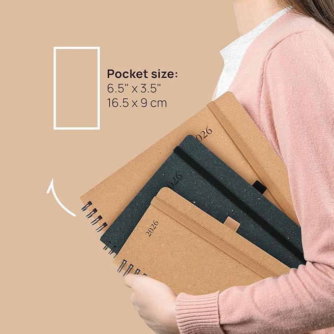 POPRUN 2026 Recycled Weekly Planner 12 Months Pocket Size - Image 2