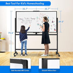 maxtek 72 x 40 Double Sided Rolling Whiteboard, Mobile Whiteboard Magnetic - Image 4