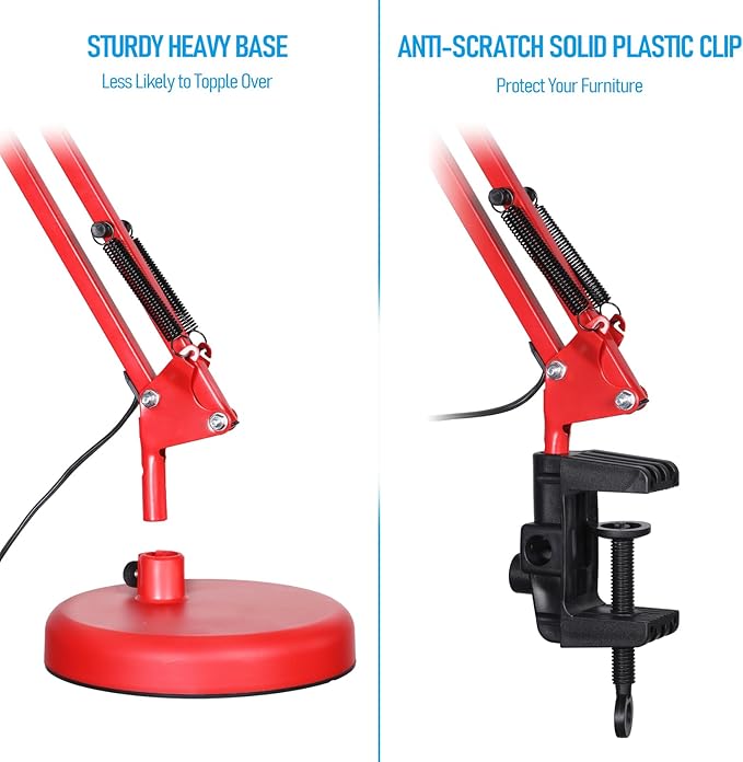 TORCHSTAR Metal Desk Lamp with Clamp, Swing Arm, Architect Adjustable Gooseneck - Image 2