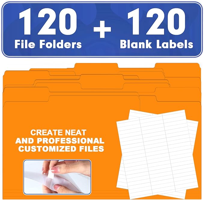 File Folder, HERKKA 120 Pack 1/3 Cut Tab File Folders, File Folders Great - Image 5