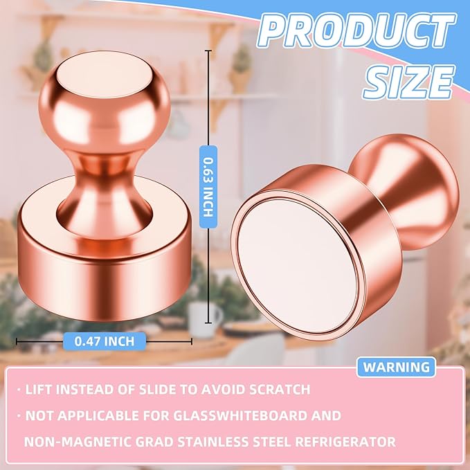 VNDUEEY 20 Pcs Rose Gold Strong Refrigerator Magnets, Fridge Magnets - Image 4