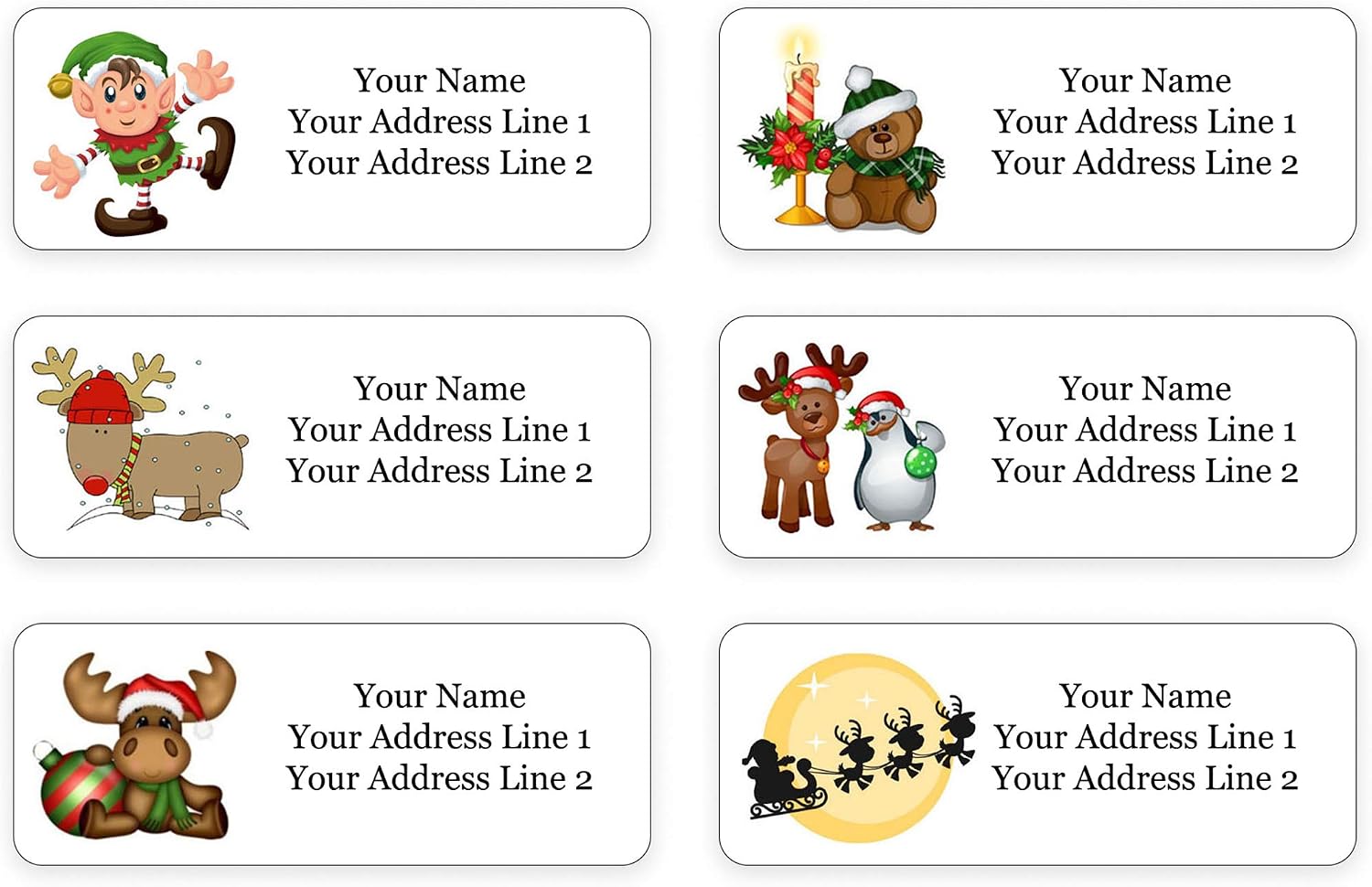 Christmas Holiday Personalized Return Address Labels - Christmas Themed and Design - 1.25" Envelope Seals Included - Made in the U.S.A. (120 Labels)