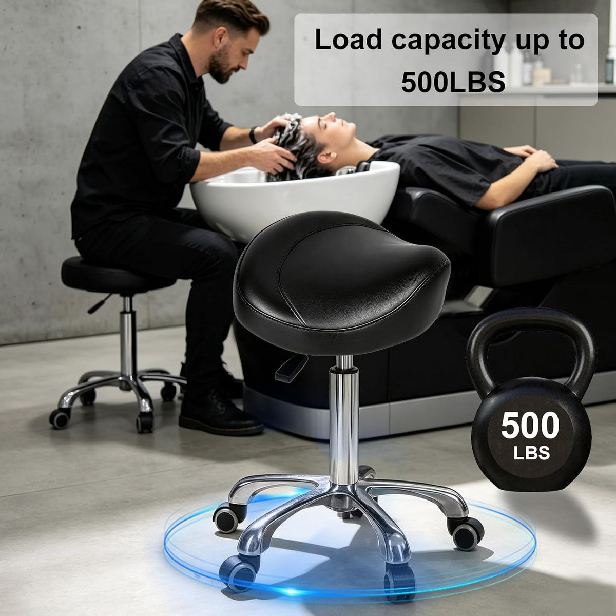 Ergonomic Saddle Chair,Heavy-Duty Rolling Stool with Wheels