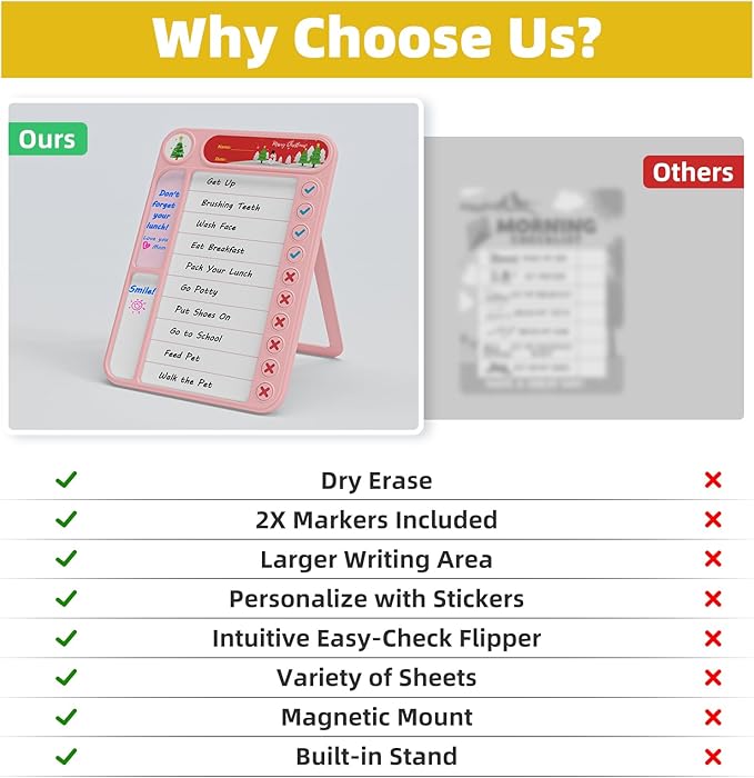 Magnetic Chore Chart for Kids, ADHD Task Tracker Easy-Check Routine Dry Erase - Image 4