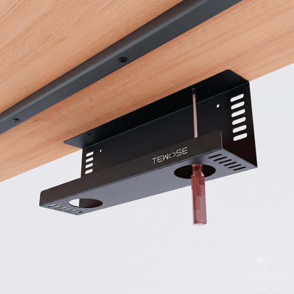 2 Pack Under Desk Cable Management Tray, 15.7 inch, Large, Black