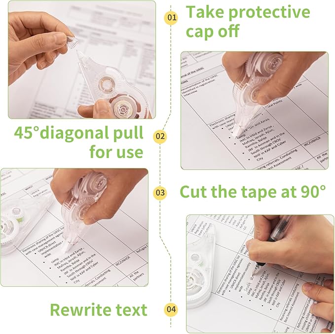 JEFURE 24 Pcs Transparent Correction Tape, 236 Inch Tear-Resistant Bulk - Image 4
