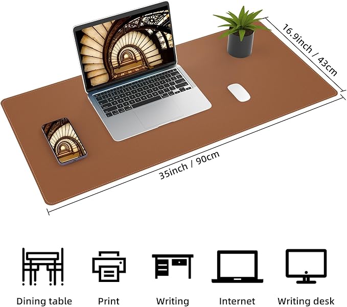 Leather Desk pad Protector, Large Desk mat - Image 2