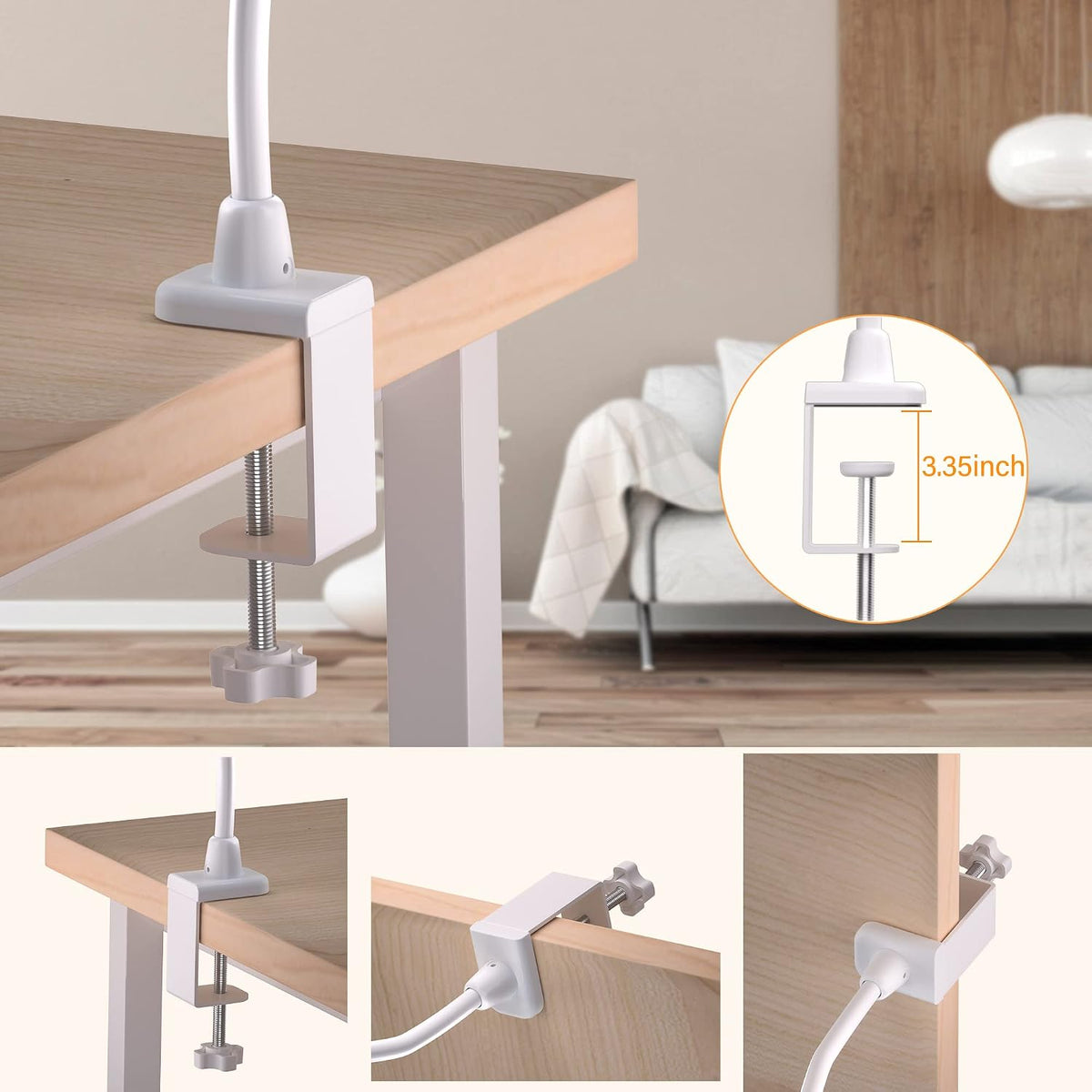 LED Desk Lamp With Clamp, 10W Gooseneck Lamps Touch Control,Swing Arm Clamp L...