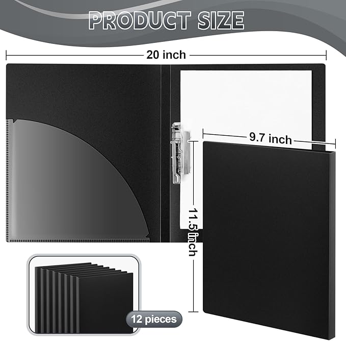 Teling 12 Pack Punchless Clamp Binder Folder 8.5 x 11 Inch Ringless Binder Holds - Image 2