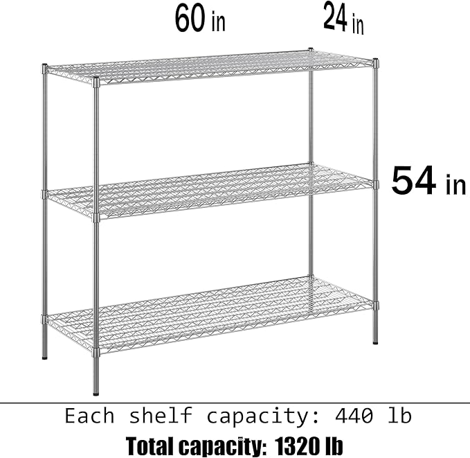 Regal Altair 24" Deep x 60" Wide x 54" Height Wire Shelving Kit | 3-Tier | NSF - Image 3