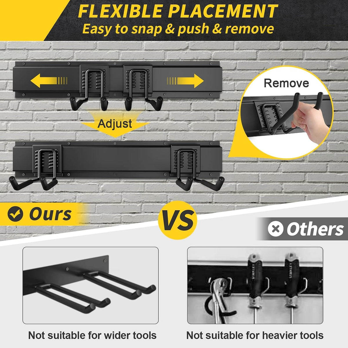 uup 48" garage tool organizer wall mount, 440lbs, close-up detail