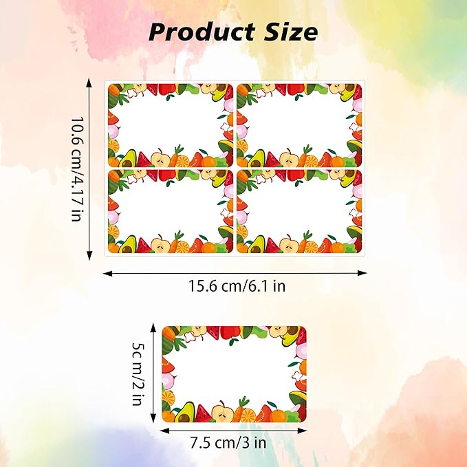 Wonmon 200 PCS Fruit Name Tags Stickers, Self Adhesive Cute Fruits Style Name - Image 2