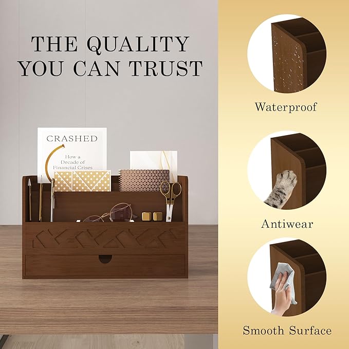 Bamboo Mail Organizer Countertop Desktop - Image 3