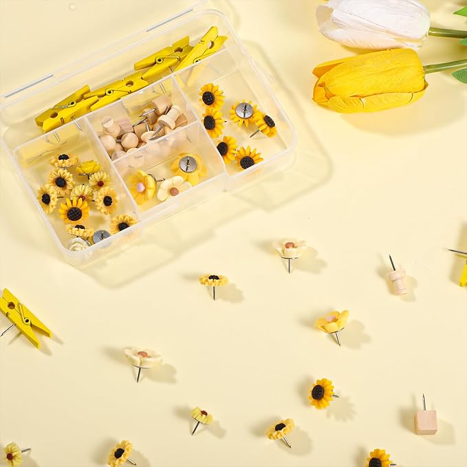 78 Pieces Push Pins Set Cute Thumb Tacks Decorative Flower Push Pins - Image 4