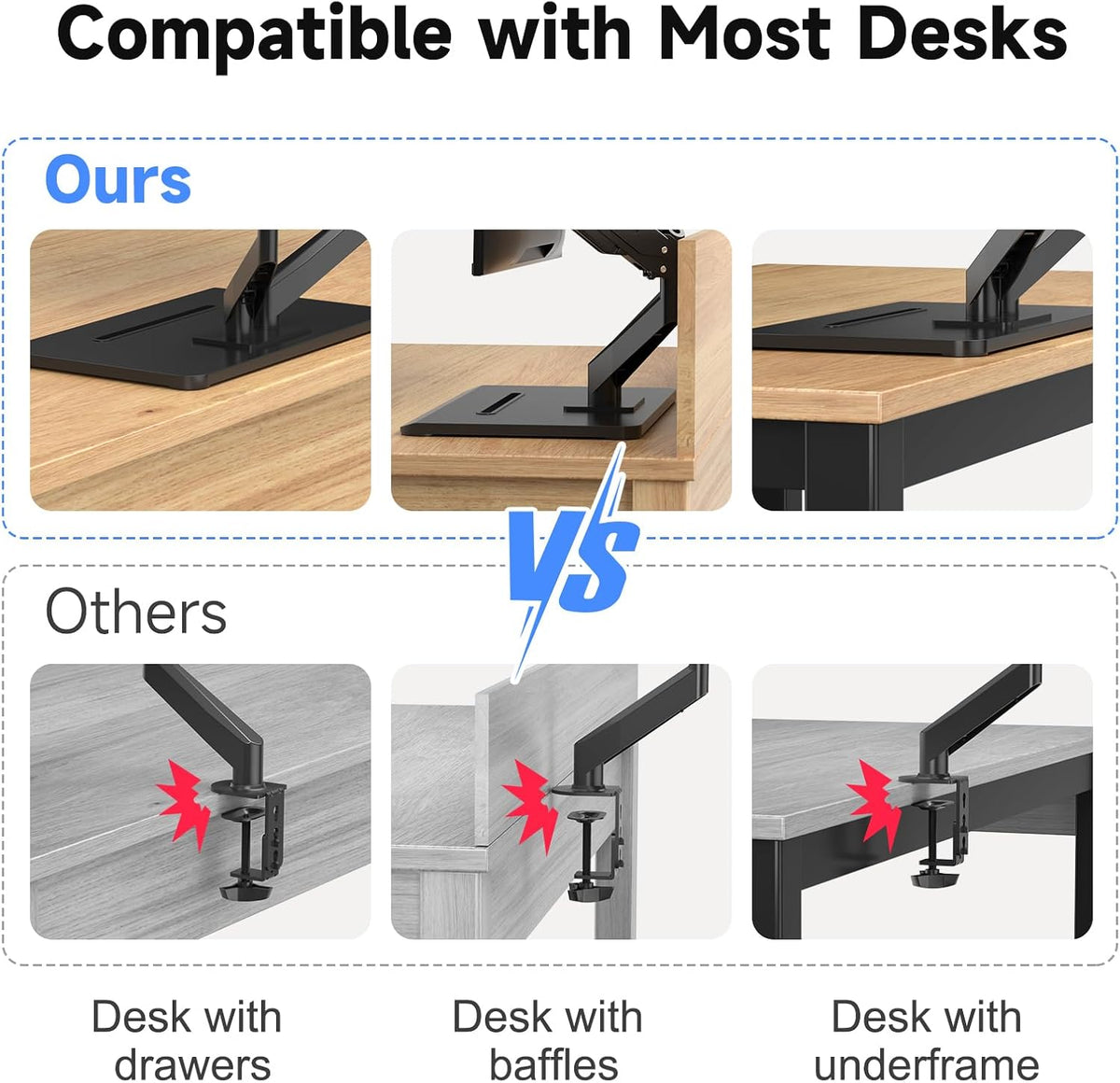 suptek Dual Monitor Mount Gas Spring Monitor Arm Desk Stand with Base,Free St...